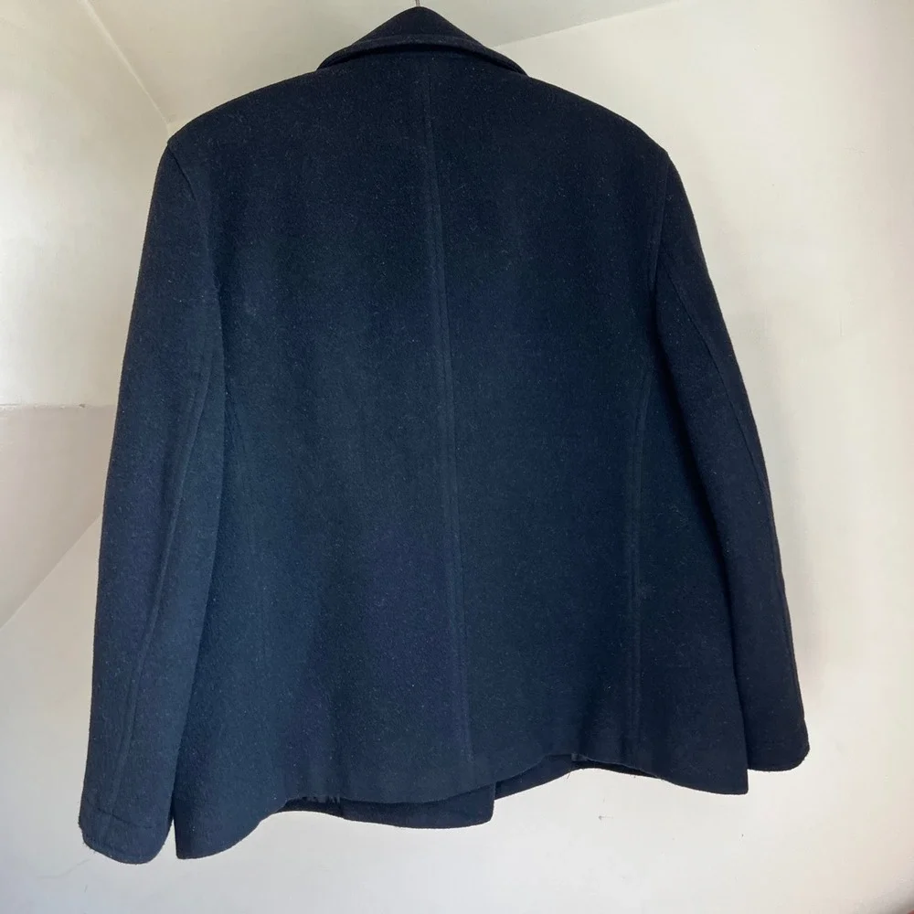 J. Crew Pea Coat Medium Mens Black Wool Cashmere Blend Double Breasted Jacket